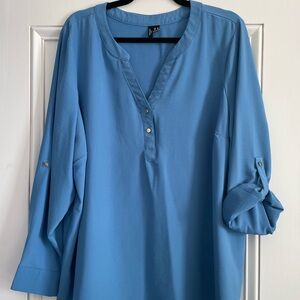 Vero Moda Sky Blue Blouse with Buttoned Sleeves